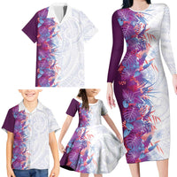 Hawaii Tropical Plant Poni Family Matching Long Sleeve Bodycon Dress and Hawaiian Shirt Vibrant Polynesian Pattern LT01 - Polynesian Pride
