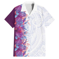 Hawaii Tropical Plant Poni Family Matching Mermaid Dress and Hawaiian Shirt Vibrant Polynesian Pattern LT01 Dad's Shirt - Short Sleeve Purple - Polynesian Pride