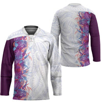Hawaii Tropical Plant Poni Hockey Jersey Vibrant Polynesian Pattern