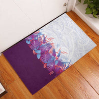 Hawaii Tropical Plant Poni Rubber Doormat Vibrant Polynesian Pattern