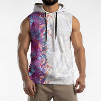 Hawaii Tropical Plant Poni Sleeveless Hoodie Vibrant Polynesian Pattern