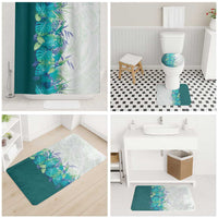 Hawaii Tropical Plant Teal Bathroom Set Vibrant Polynesian Pattern