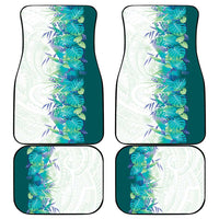 Hawaii Tropical Plant Teal Car Mats Vibrant Polynesian Pattern