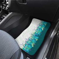 Hawaii Tropical Plant Teal Car Mats Vibrant Polynesian Pattern