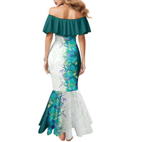 Hawaii Tropical Plant Teal Family Matching Mermaid Dress and Hawaiian Shirt Vibrant Polynesian Pattern LT01 - Polynesian Pride