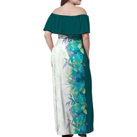 Hawaii Tropical Plant Teal Family Matching Off Shoulder Maxi Dress and Hawaiian Shirt Vibrant Polynesian Pattern LT01 - Polynesian Pride
