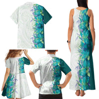 Hawaii Tropical Plant Teal Family Matching Tank Maxi Dress and Hawaiian Shirt Vibrant Polynesian Pattern LT01 - Polynesian Pride