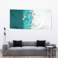 Hawaii Tropical Plant Teal Tapestry Vibrant Polynesian Pattern