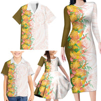 Hawaii Tropical Plant Lenalena Family Matching Long Sleeve Bodycon Dress and Hawaiian Shirt Vibrant Polynesian Pattern LT01 - Polynesian Pride