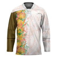 Hawaii Tropical Plant Lenalena Hockey Jersey Vibrant Polynesian Pattern