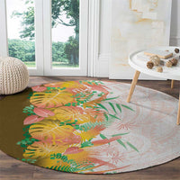 Hawaii Tropical Plant Lenalena Round Carpet Vibrant Polynesian Pattern