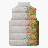 Hawaii Tropical Plant Lenalena Sleeveless Puffer Jacket Vibrant Polynesian Pattern