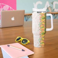 Hawaii Tropical Plant Lenalena Tumbler With Handle Vibrant Polynesian Pattern