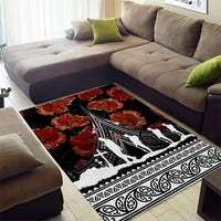 New Zealand ANZAC Day Area Rug Poppy With Polynesian Pattern LT01 - Polynesian Pride