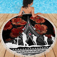 New Zealand ANZAC Day Beach Blanket Poppy With Polynesian Pattern LT01 - Polynesian Pride