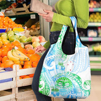 Kia Ora Maori New Zealand Pastel Grocery Bag Sun Ta Moko Aqua Green Version LT01 - Polynesian Pride