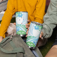 Kia Ora Maori New Zealand Pastel Tumbler Cup Sun Ta Moko Aqua Green Version LT01 - Polynesian Pride