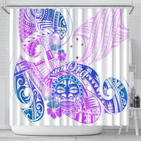 Kia Ora Maori New Zealand Pastel Shower Curtain Sun Ta Moko Lilac Version LT01 - Polynesian Pride