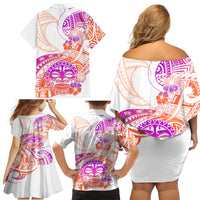 Kia Ora Maori New Zealand Pastel Family Matching Off Shoulder Short Dress and Hawaiian Shirt Sun Ta Moko Sunset Version LT01 - Polynesian Pride