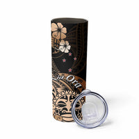 Aotearoa Kia Ora New Zealand Ta Moko Gold Version Skinny Tumbler LT01 - Polynesian Pride