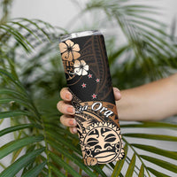 Aotearoa Kia Ora New Zealand Ta Moko Gold Version Skinny Tumbler LT01 - Polynesian Pride