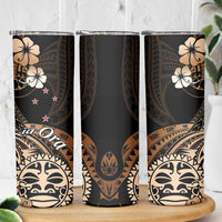 Aotearoa Kia Ora New Zealand Ta Moko Gold Version Skinny Tumbler LT01 - Polynesian Pride