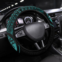 Aotearoa Kia Ora New Zealand Ta Moko Turquoise Version Steering Wheel Cover LT01 Universal Fit Turquoise - Polynesian Pride