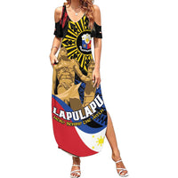 Personalized Lapulapu The First Filipino Hero Family Matching Summer Maxi Dress and Hawaiian Shirt Polynesian Pattern LT01 Mom's Dress Black - Polynesian Pride