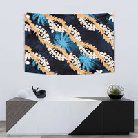 Puakenikeni Maile Lei Tapestry Frangipani Blue Tropical Leaves