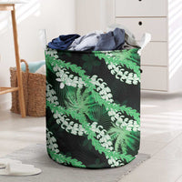 Puakenikeni Maile Lei Laundry Basket Frangipani Green Tropical Leaves