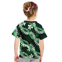 Puakenikeni Maile Lei Kid T Shirt Frangipani Green Tropical Leaves