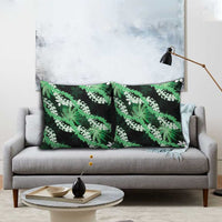 Puakenikeni Maile Lei Pillow Cover Frangipani Green Tropical Leaves