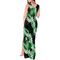 Puakenikeni Maile Lei Tank Maxi Dress Frangipani Green Tropical Leaves LT01 - Polynesian Pride