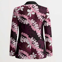 Puakenikeni Maile Lei Blazer Frangipani Pink Tropical Leaves