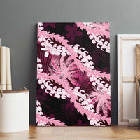 Puakenikeni Maile Lei Canvas Wall Art Frangipani Pink Tropical Leaves