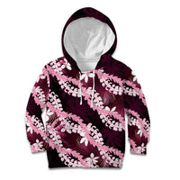 Puakenikeni Maile Lei Kid Hoodie Frangipani Pink Tropical Leaves LT01 Hoodie Pink - Polynesian Pride