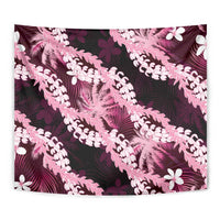 Puakenikeni Maile Lei Tapestry Frangipani Pink Tropical Leaves