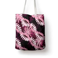 Puakenikeni Maile Lei Tote Bag Frangipani Pink Tropical Leaves