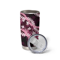 Puakenikeni Maile Lei Tumbler Cup Frangipani Pink Tropical Leaves