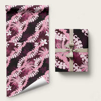 Puakenikeni Maile Lei Wrapping Paper Frangipani Pink Tropical Leaves