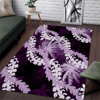 Puakenikeni Maile Lei Area Rug Frangipani Purple Tropical Leaves LT01 Purple - Polynesian Pride