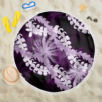 Puakenikeni Maile Lei Beach Blanket Frangipani Purple Tropical Leaves