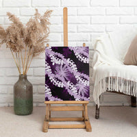 Puakenikeni Maile Lei Canvas Wall Art Frangipani Purple Tropical Leaves