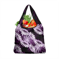 Puakenikeni Maile Lei Grocery Bag Frangipani Purple Tropical Leaves