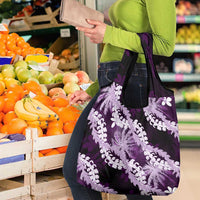 Puakenikeni Maile Lei Grocery Bag Frangipani Purple Tropical Leaves