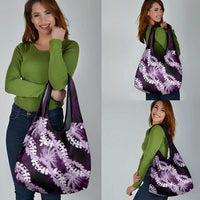 Puakenikeni Maile Lei Grocery Bag Frangipani Purple Tropical Leaves