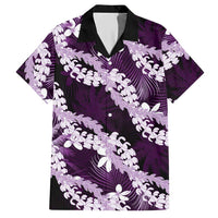 Puakenikeni Maile Lei Hawaiian Shirt Frangipani Purple Tropical Leaves LT01 Purple - Polynesian Pride
