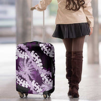 Puakenikeni Maile Lei Luggage Cover Frangipani Purple Tropical Leaves LT01 - Polynesian Pride