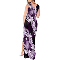 Puakenikeni Maile Lei Tank Maxi Dress Frangipani Purple Tropical Leaves LT01 - Polynesian Pride