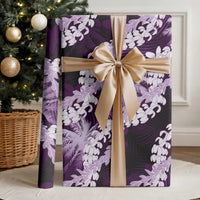 Puakenikeni Maile Lei Wrapping Paper Frangipani Purple Tropical Leaves